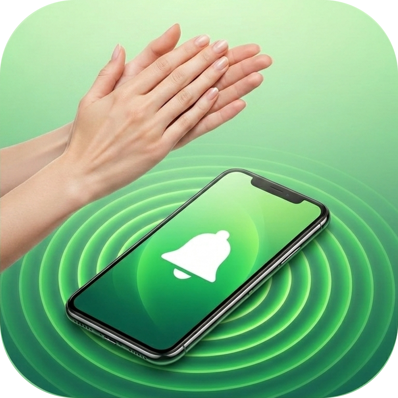 Phone receiving a ring alert after a clap gesture.